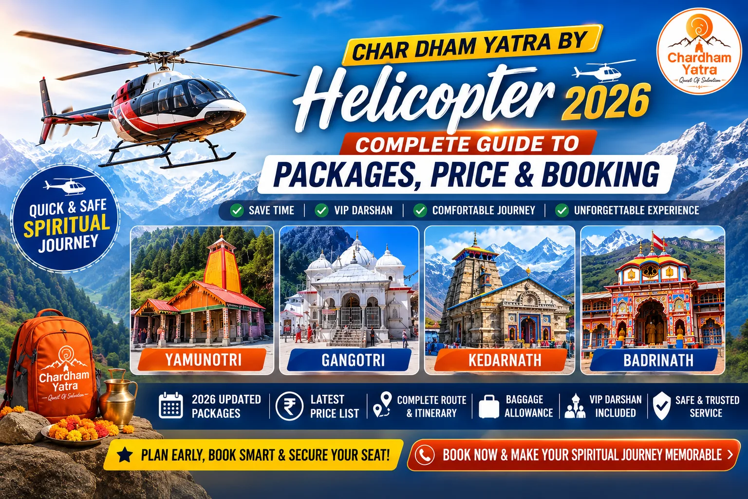 Char Dham Yatra by Helicopter 2026: Complete Guide to Packages, Price and Booking
