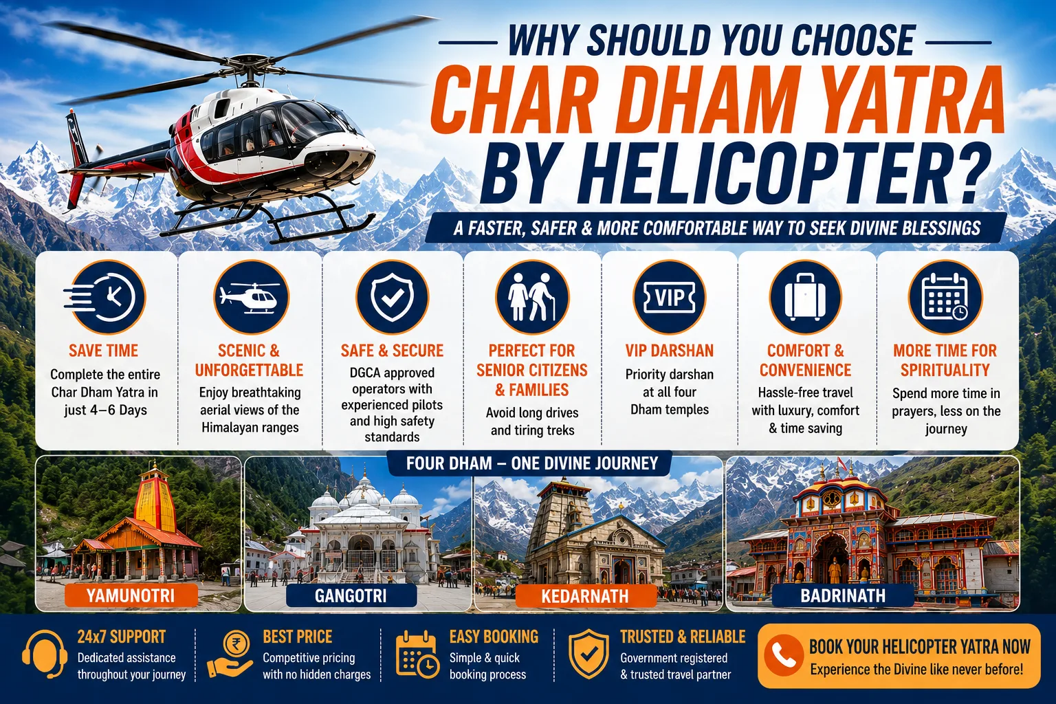 Why should you choose Char Dham Yatra by Helicopter?